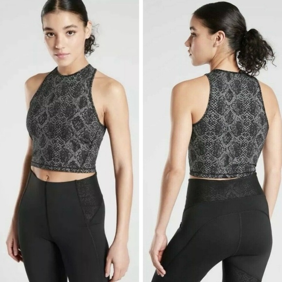 Athleta Tops - Athleta Viper Midi Tank Top Black Snake Print Reflective Size Medium Python